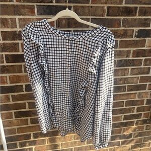 Black and White Checkered Women's Blouse